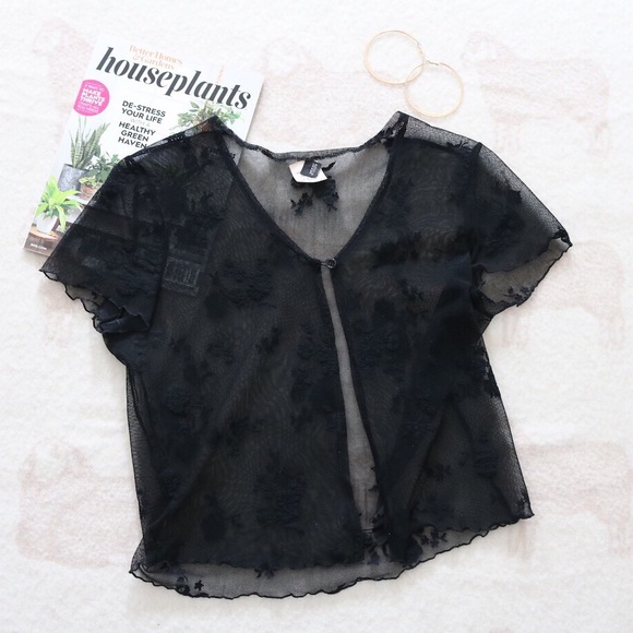 Vintage | Black Sheer Floral Blouse - Picture 2 of 4